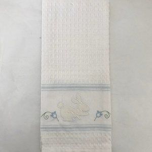 White Easter kitchen dish towel with bunny